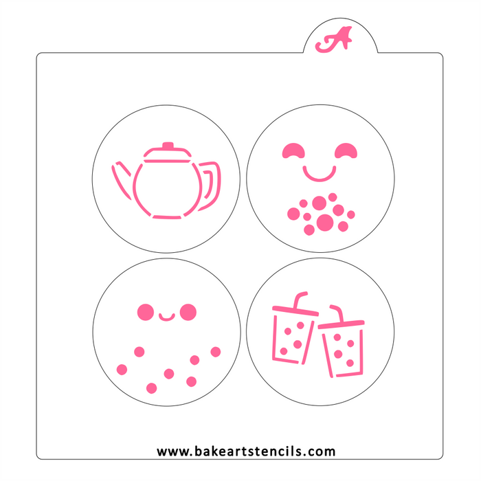 Boba and Tea Mini Stencil bakeartstencil