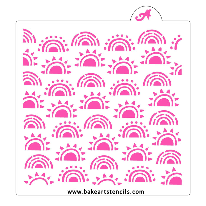 Boho Sun Pattern Cookie Stencil bakeartstencil