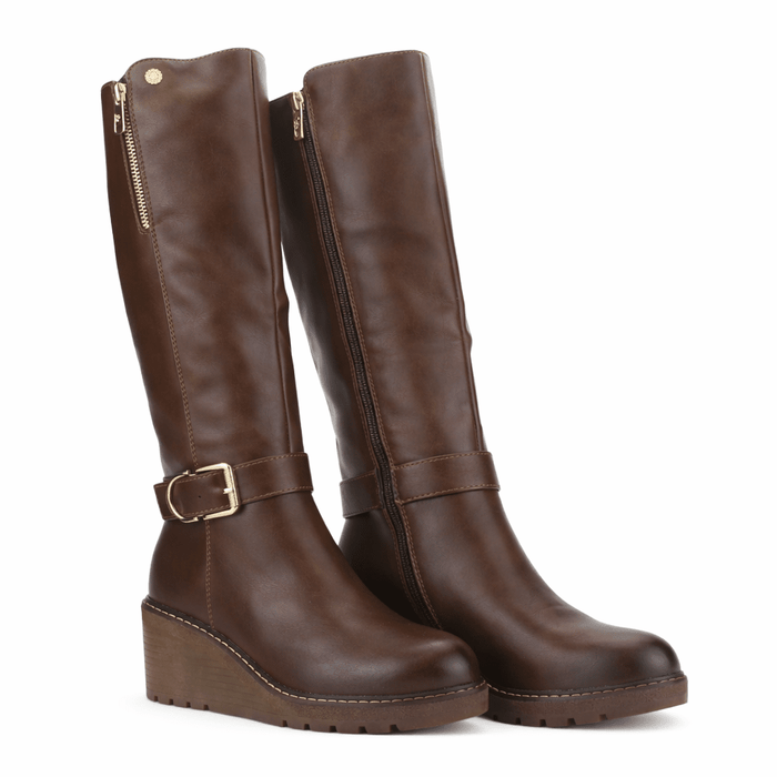 Bota Café Mujer Casual Chalada Weding Botas Taco Chalada