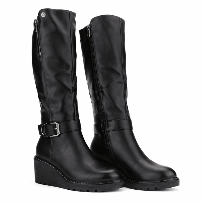 Bota Negro Mujer Casual Chalada Weding Botas Taco Chalada