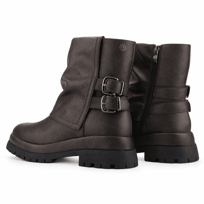 Botin Bronce Mujer Casual Chalada Krep Botines Taco Chalada