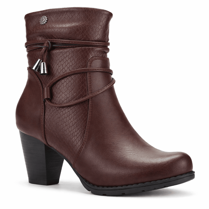 Botin Burdeo Mujer Casual Chalada Ceta Botines Taco Chalada