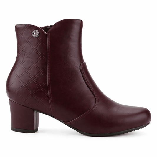 Botin Burdeo Mujer Casual Chalada Flexib Botines Taco Chalada