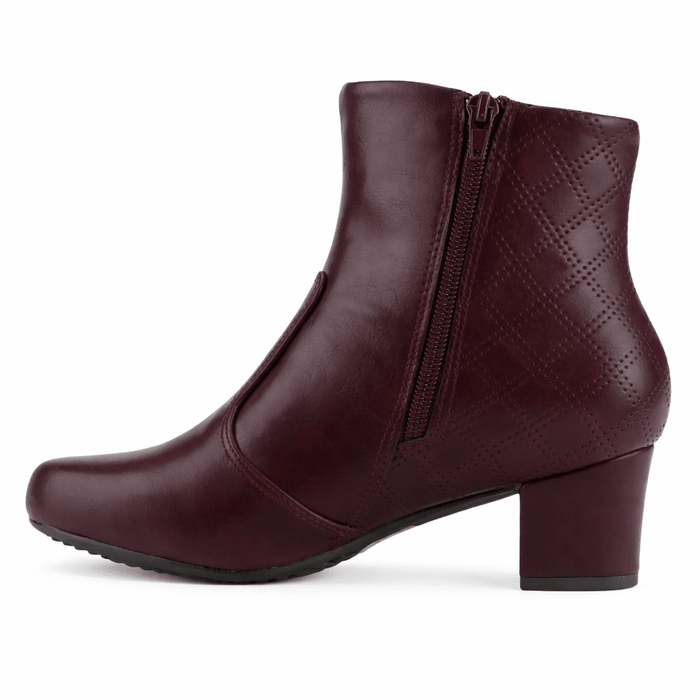 Botin Burdeo Mujer Casual Chalada Flexib Botines Taco Chalada