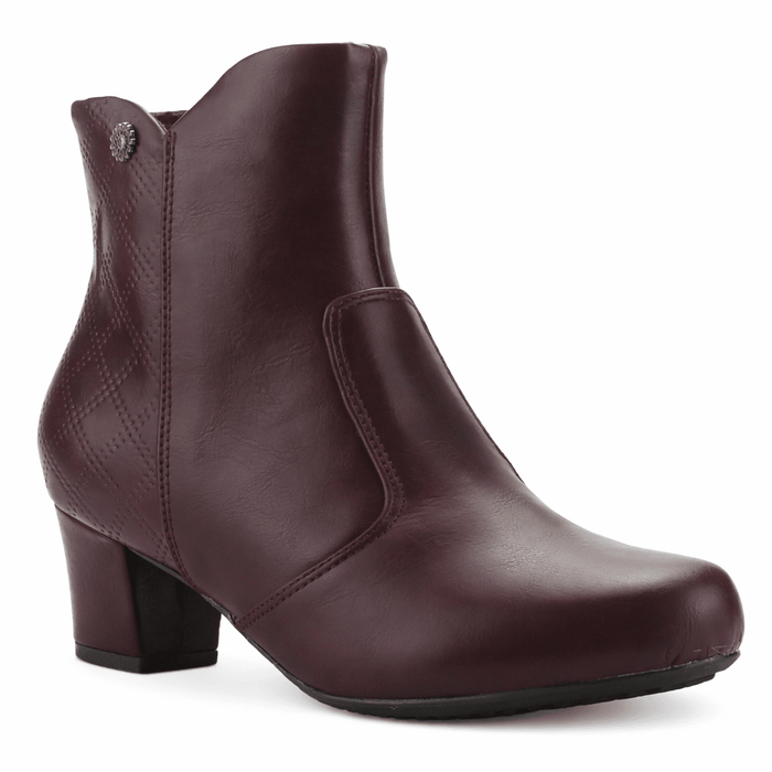 Botin Burdeo Mujer Casual Chalada Flexib Botines Taco Chalada