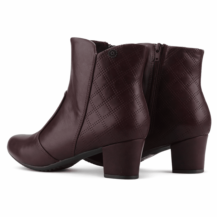 Botin Burdeo Mujer Casual Chalada Flexib Botines Taco Chalada