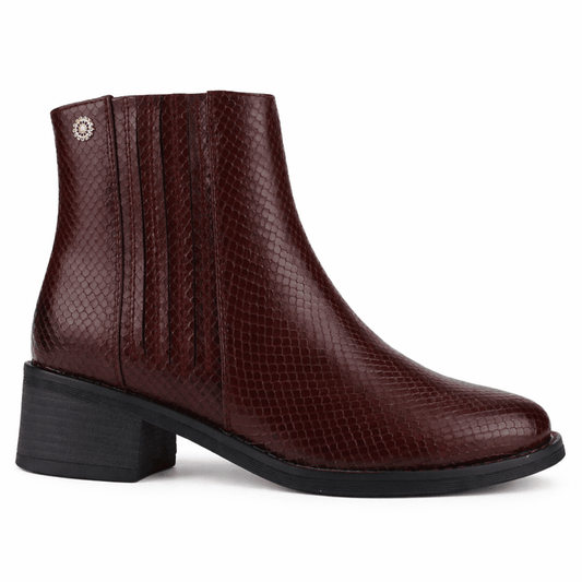 Botin Burdeo Mujer Casual Chalada Trafa Botines Taco Chalada