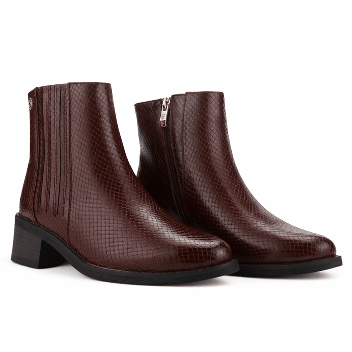 Botin Burdeo Mujer Casual Chalada Trafa Botines Taco Chalada