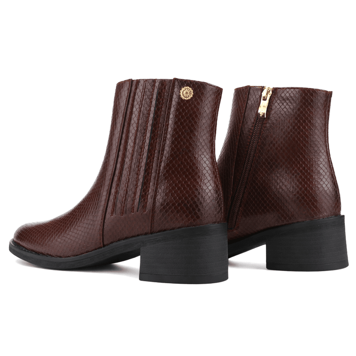 Botin Burdeo Mujer Casual Chalada Trafa Botines Taco Chalada
