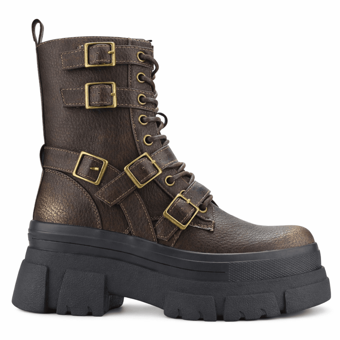 Botin Café Mujer Casual Chalada Fley Botines Taco Chalada