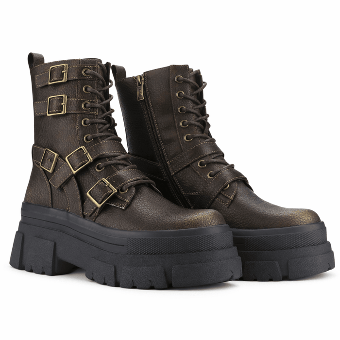 Botin Café Mujer Casual Chalada Fley Botines Taco Chalada