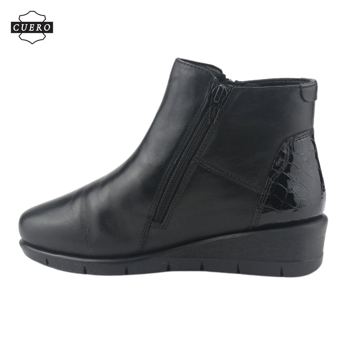 Botin de Cuero Chalada Mujer Calafate-2 Negro Casual Botines Taco Chalada