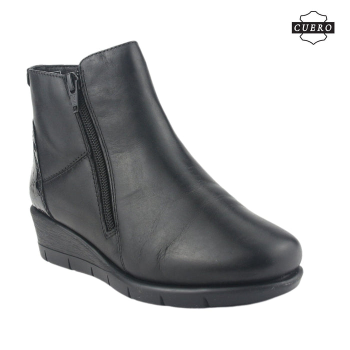 Botin de Cuero Chalada Mujer Calafate-2 Negro Casual Botines Taco Chalada