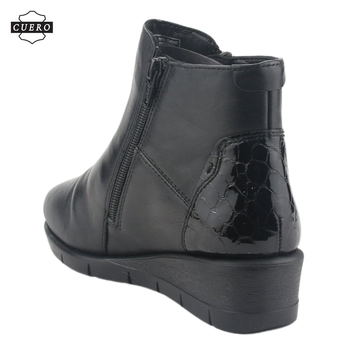 Botin de Cuero Chalada Mujer Calafate-2 Negro Casual Botines Taco Chalada