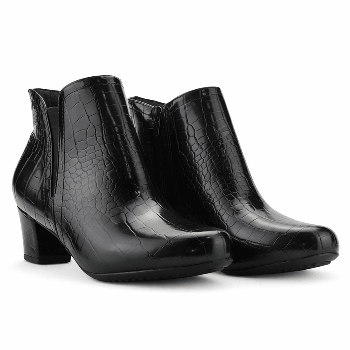 Botin Negro Mujer Casual Chalada Flexib Botines Taco Chalada