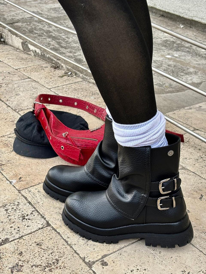 Botin Negro Mujer Casual Chalada Krep Botines Taco Chalada