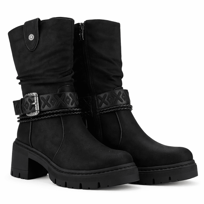 Botin Negro Mujer Casual Chalada Terra Botines Taco Chalada
