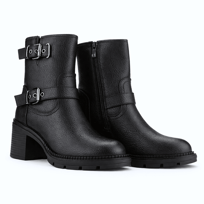 Botin Negro Mujer Casual Chalada Treni Botines Taco Chalada
