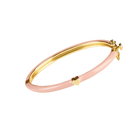 bracelet enamel bangle with heart - pink