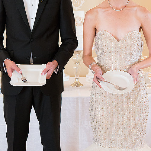 Bride and Groom Wedding Cake Plate and Silverware Ceremony Set
