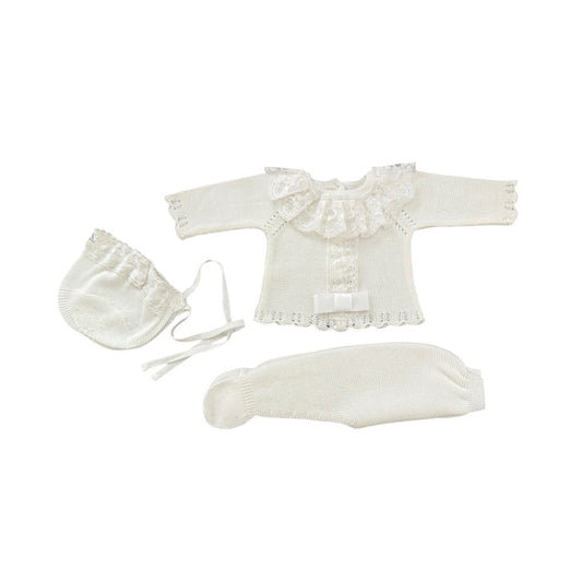 Briggita Luxe White 3-piece Knitted Set