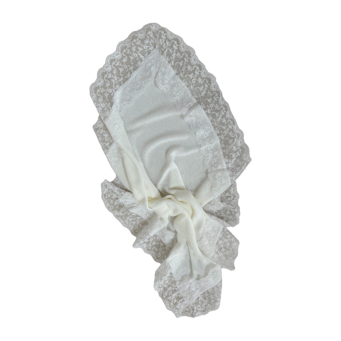 Briggita White Knitted Blanket
