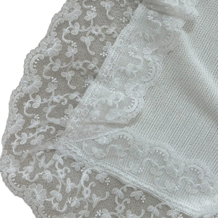 Briggita White Knitted Blanket