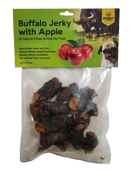 Buffalo Apple Jerky for Dogs – Natural Fruit & Meat Dog Treats, High Protein, Grain-Free, Hypoallergenic, Soft Chews, No Additives