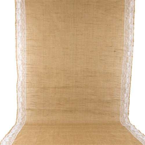 Burlap Rustic Wedding Aisle Runner with Lace Borders