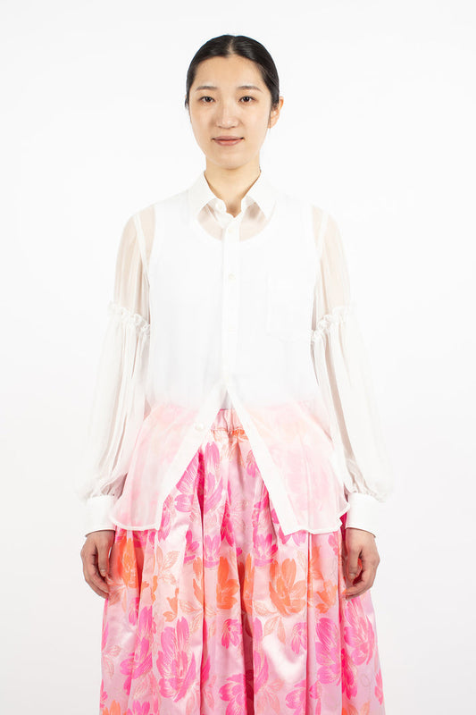 Button-Up Sheer Blouse Off-White