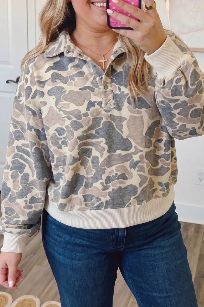 Camo Collared Sweatshirt - FULL SIZE RUN