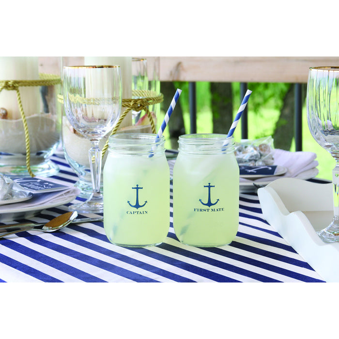 Captain and First Mate Beach Day Drinking Jars