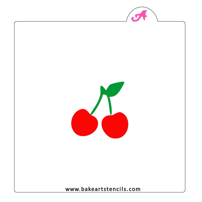 Cherry Cookie Stencil, a cute fruit design for decorating sugar cookies and sweets.