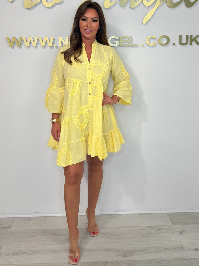Circle Embroidered Detail Swing Dress (6 Colours)