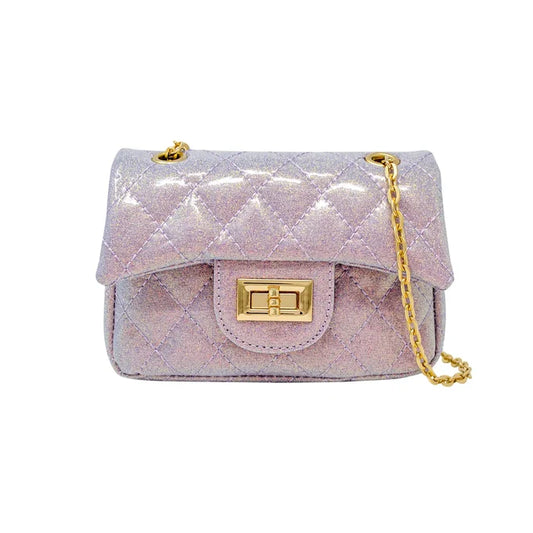 Classic Quilted Sparkle Purse - Baby Purple