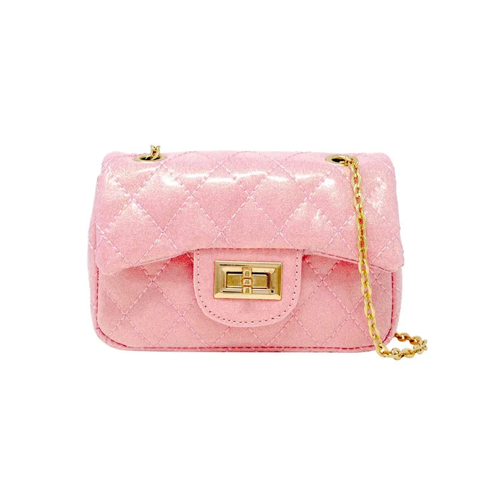 Classic Quilted Sparkle Purse - Bubblegum