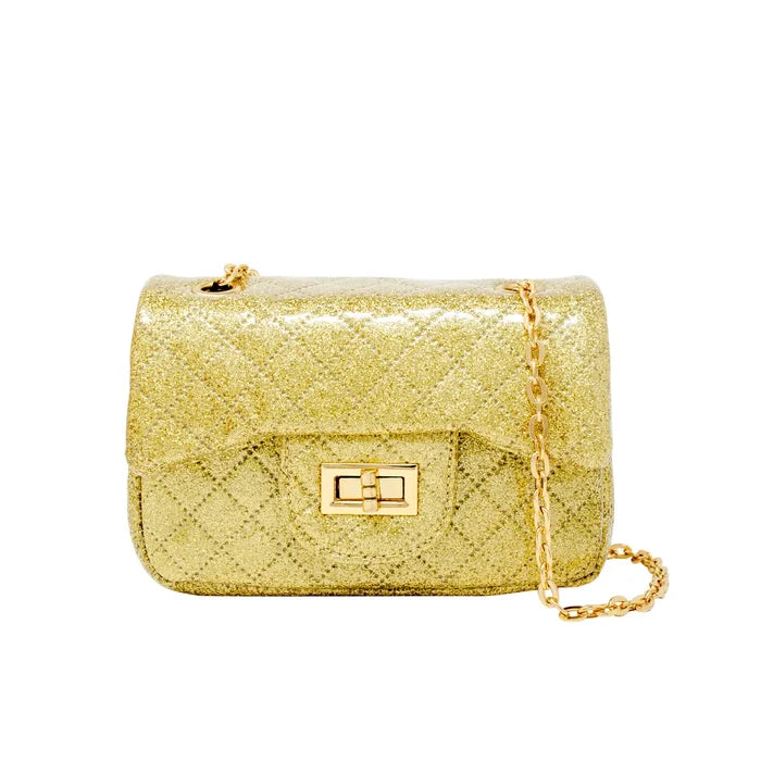 Classic Quilted Sparkle Purse - Gold