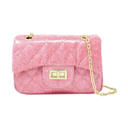 Classic Quilted Sparkle Purse - Pink