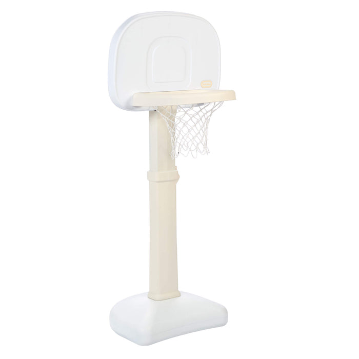 Sideview of white and beige basketball set on a white background