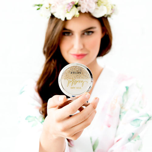 Compact Mirror Glitter Foil Makeup Mirror