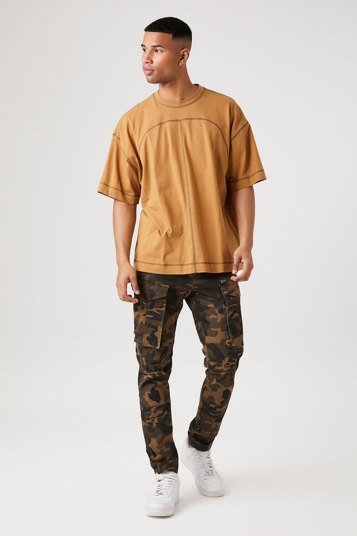 Contrast-Stitch Crew Neck Tee