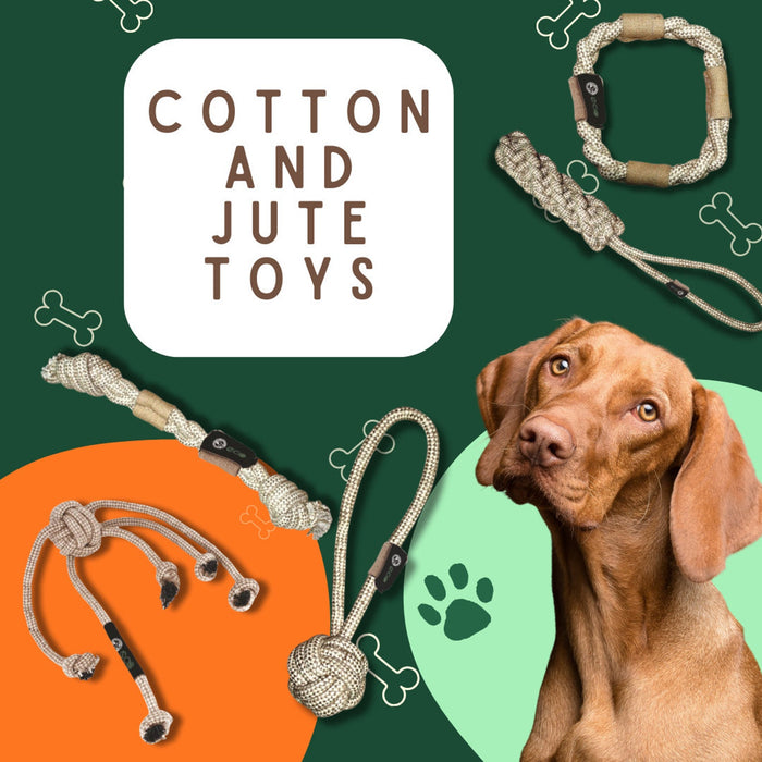 Cotton Jute Tug Rope Dog Toy – Durable Pull & Throw Chew Toy – Eco-Friendly Pet Toy for Interactive Play & Training