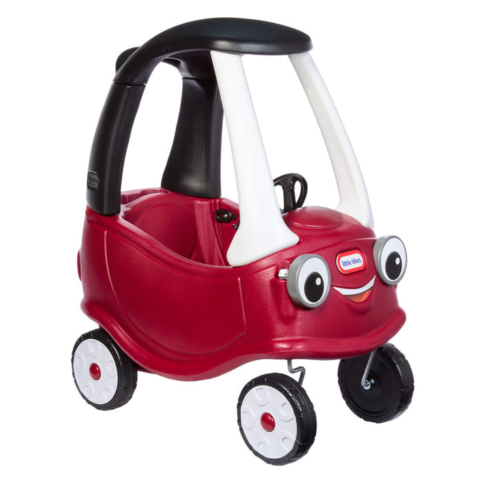 Berry color Cozy Coupe body with black roof, white pillars and white hubcaps on a white background
