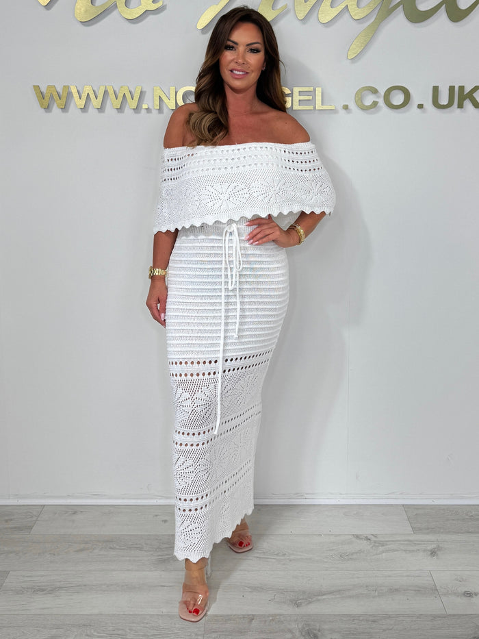 Crochet Off Shoulder Bardot Maxi Dress (5 Colours)