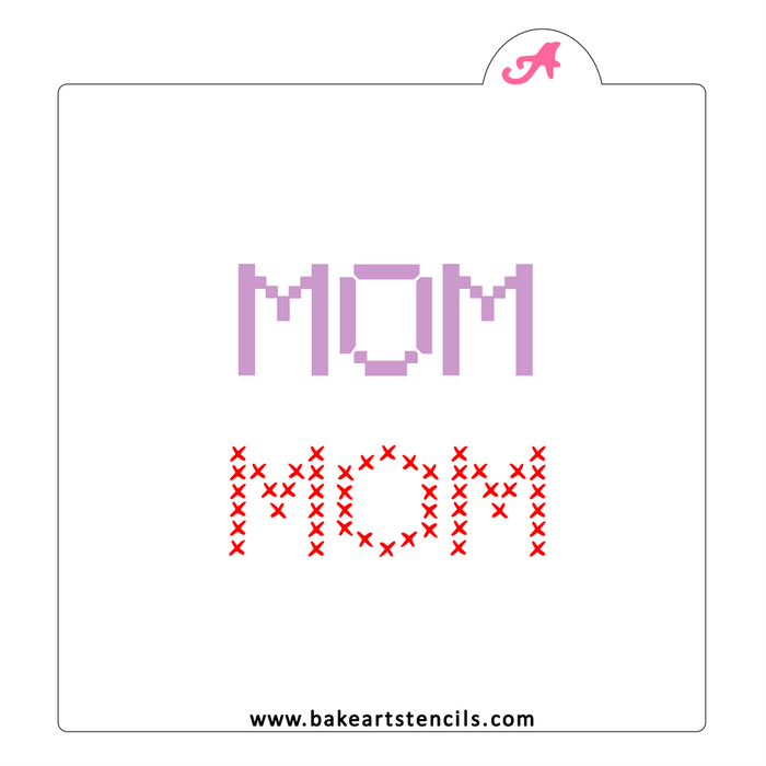 Cross Stitch Mom Cookie Stencil bakeartstencil