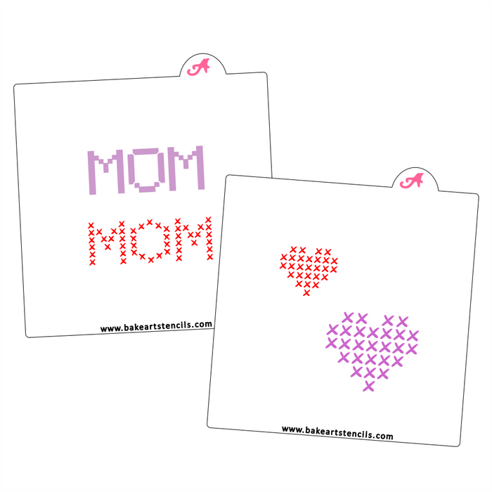 Cross Stitch Mom Cookie Stencil bakeartstencil