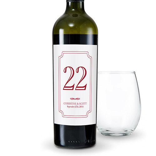 Custom Classic Table Number Glass Bottle Sticker Label