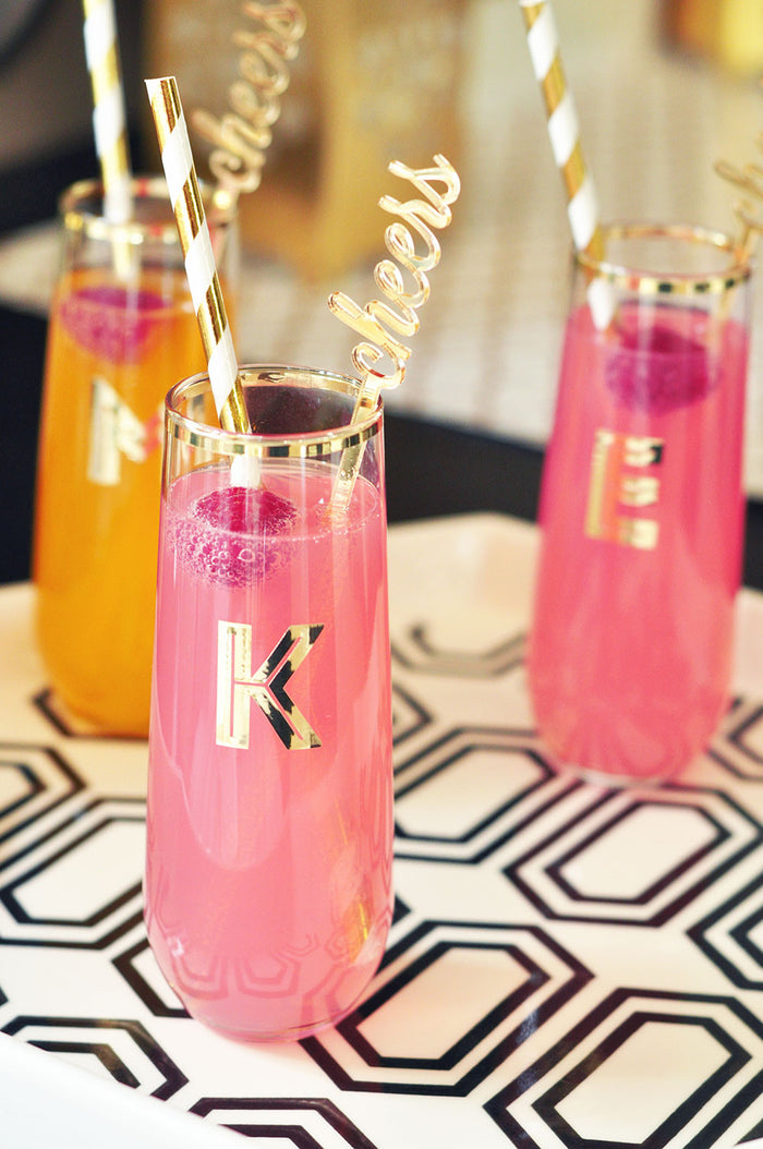 Custom Monogrammed Gold Stemless Glass