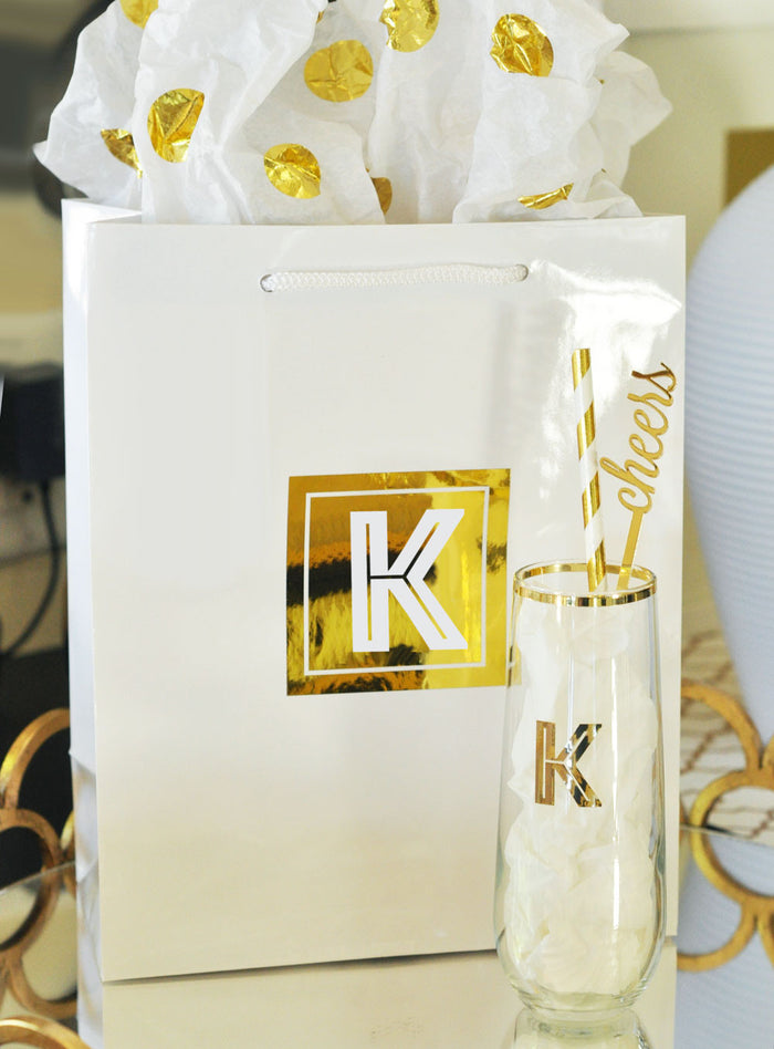 Custom Monogrammed Gold Stemless Glass