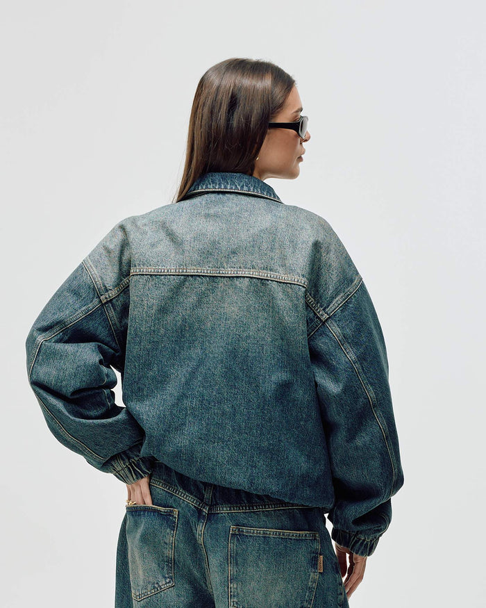 Denim Workwear Jacket, Women - Dark Blue Wash